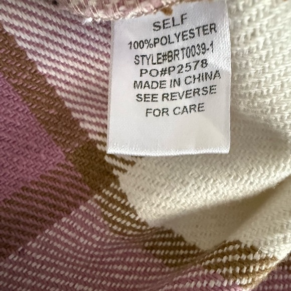 BAILEY ROSE OVERSIDE PLAID Shacket PINK & CREAM– SIZE L - Picture 9 of 10